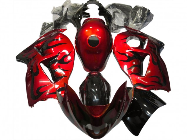 Rouge & Noir Flamme 97-07 GSXR 1300 Carénage Moto
