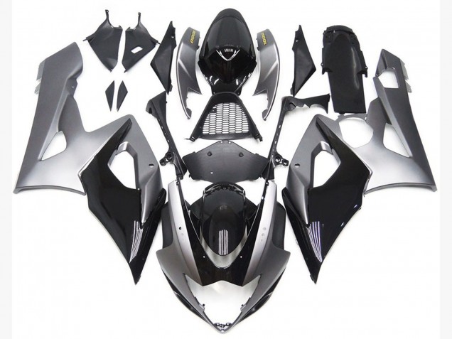 Style Argent & Noir Brillant 05-06 GSXR 1000 Carénage Moto