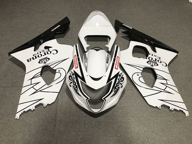 Style Noir & Blanc Brillant Corona 04-05 GSXR 600-750 Carénage Moto