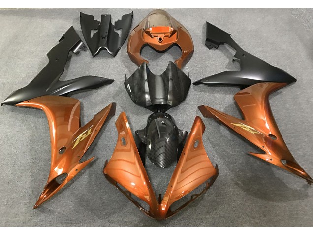 Style Orange Brillant & Fibre De Carbone 04-06 R1 Carénage Moto