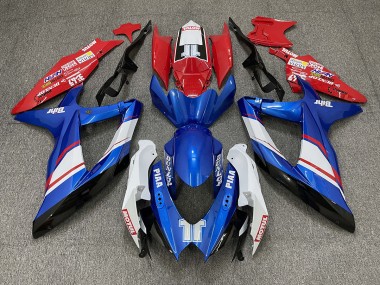 Style Personnalisé Brillant Rouge Bleu & Blanc 08-10 GSXR 600-750 Carénage Moto