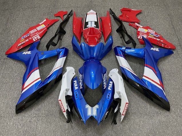 Style Personnalisé Brillant Rouge Bleu & Blanc 08-10 GSXR 600-750 Carénage Moto