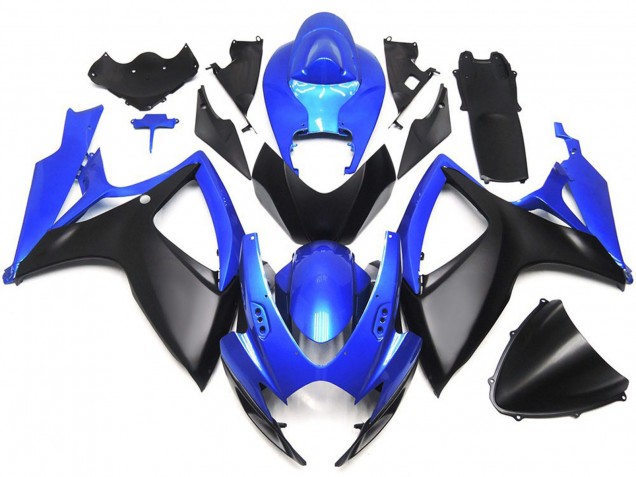 Style Personnalisé Noir Mat & Bleu OEM 06-07 GSXR 600-750 Carénage Moto
