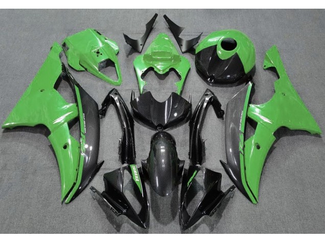 Vert Brillant & Fibre De Carbone 08-16 R6 Carénage Moto