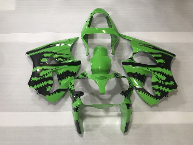 Vert & Noir Flamme 00-02 ZX6R Carénage Moto