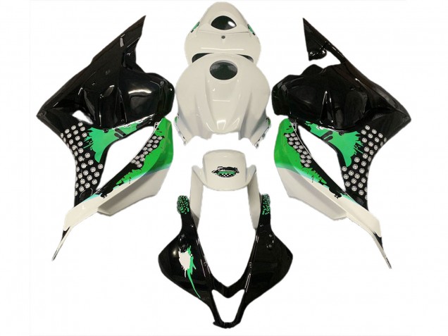 Éclaboussures Blanches & Vertes Brillantes 09-12 CBR600RR Carénage Moto